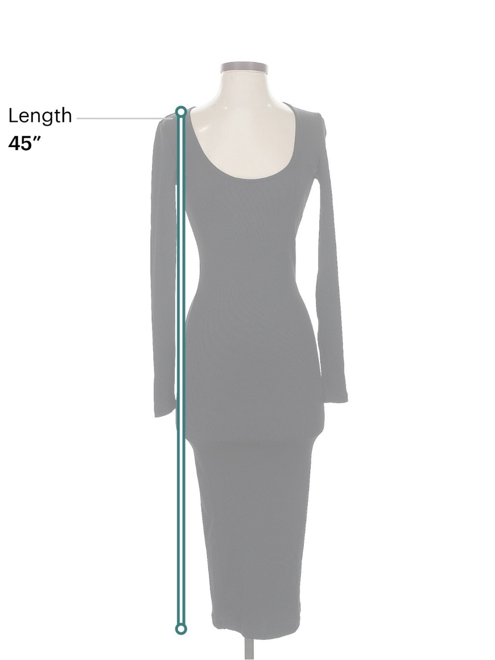 Anine Bing Black Ribbed Scoop-Neck Long Sleeve Midi Dress - Picture 5 of 7